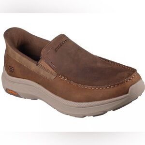 Men’s Skechers Slip-ins with Air-Cooled Memory Foam Tan Leather Shoes Size 9